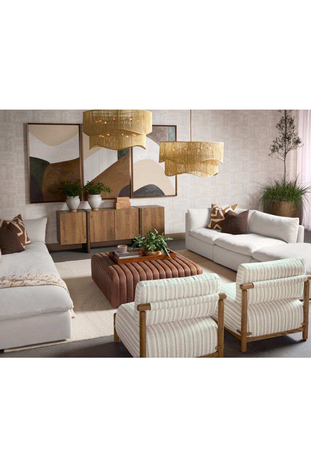 Modern European furniture - Tiered Wave Jute Chandelier - www.oroa.com | Oroa.com