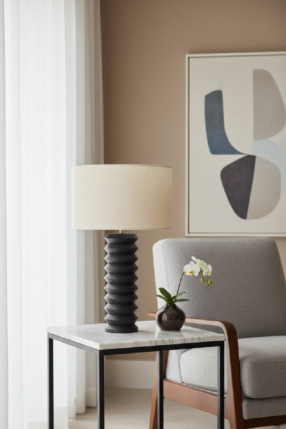 Modern European furniture - Black Wooden Base Table Lamp - www.oroa.com | Oroa.com