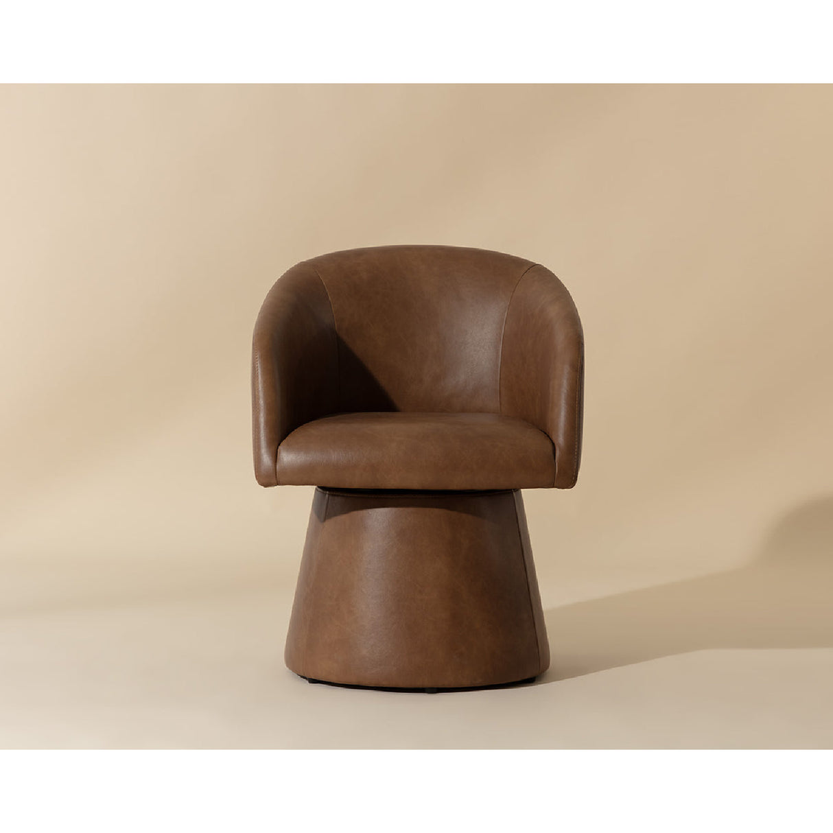 Modern European furniture - Brown Leather Swivel Dining Chair - www.oroa.com | Oroa.com
