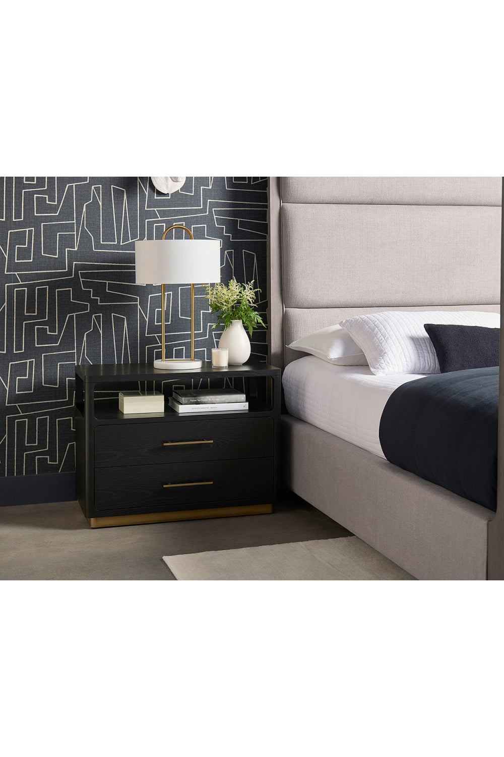 Modern European furniture - Black Oak 2-Drawer Nightstand - www.oroa.com | Oroa.com