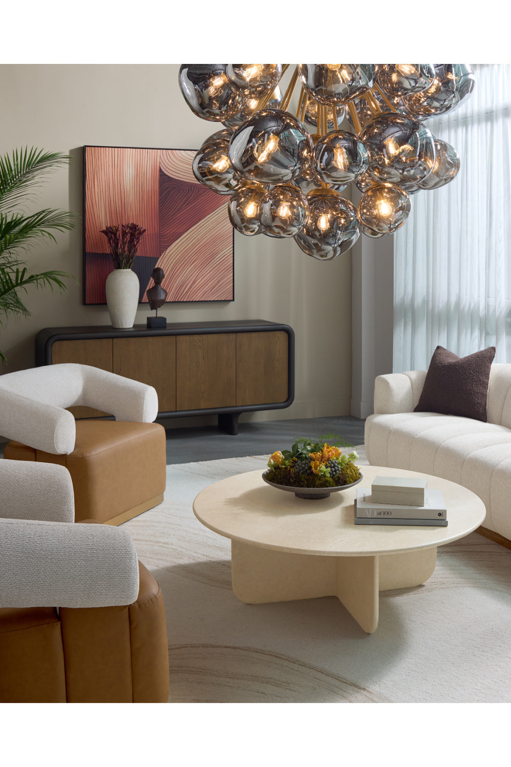 Modern European furniture - Round Cream Marble Coffee Table - www.oroa.com | Oroa.com