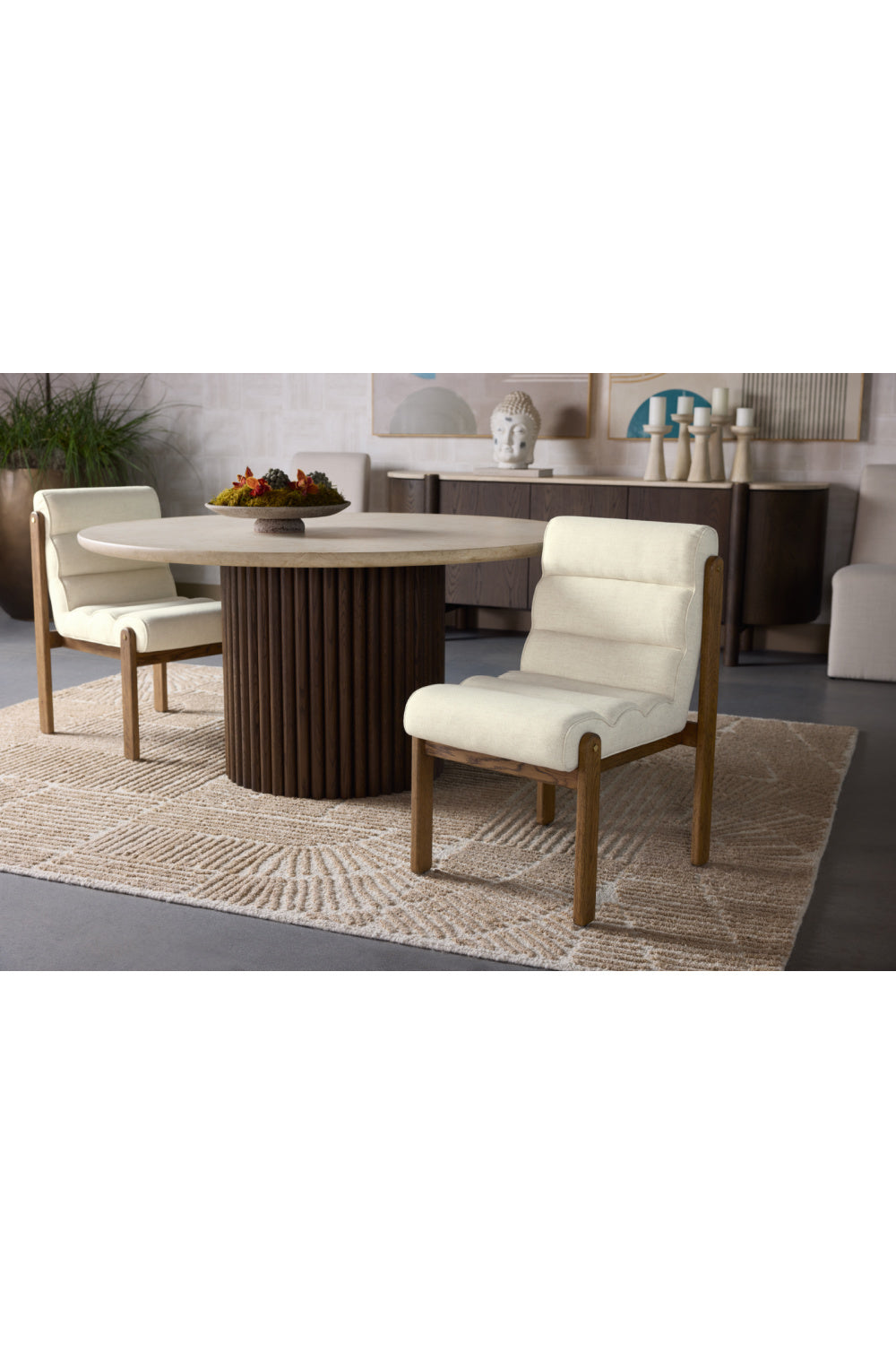Modern European furniture - Cream Marble Round Dining Table - www.oroa.com | Oroa.com