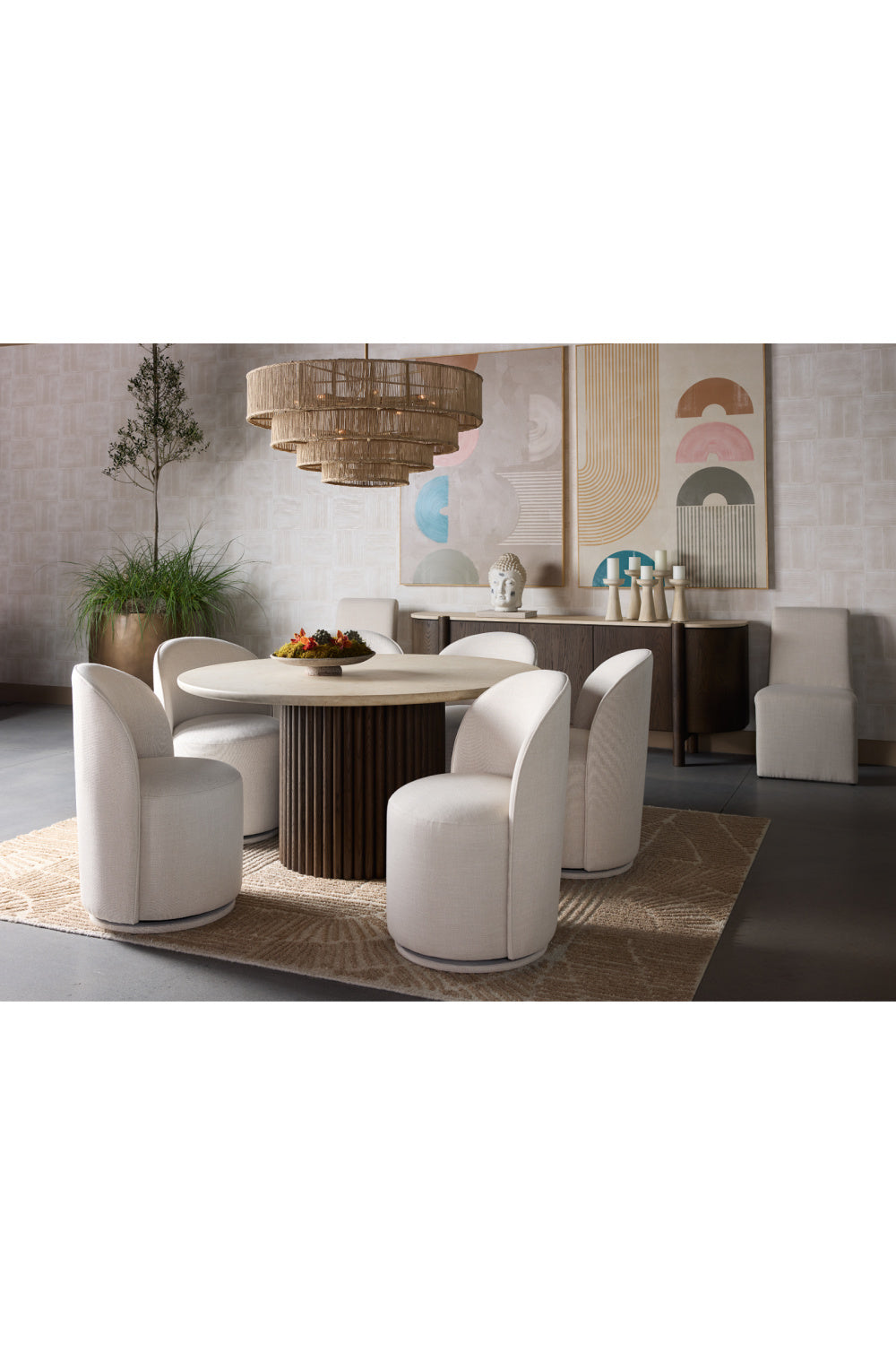 Modern European furniture - Cream Marble Round Dining Table - www.oroa.com | Oroa.com
