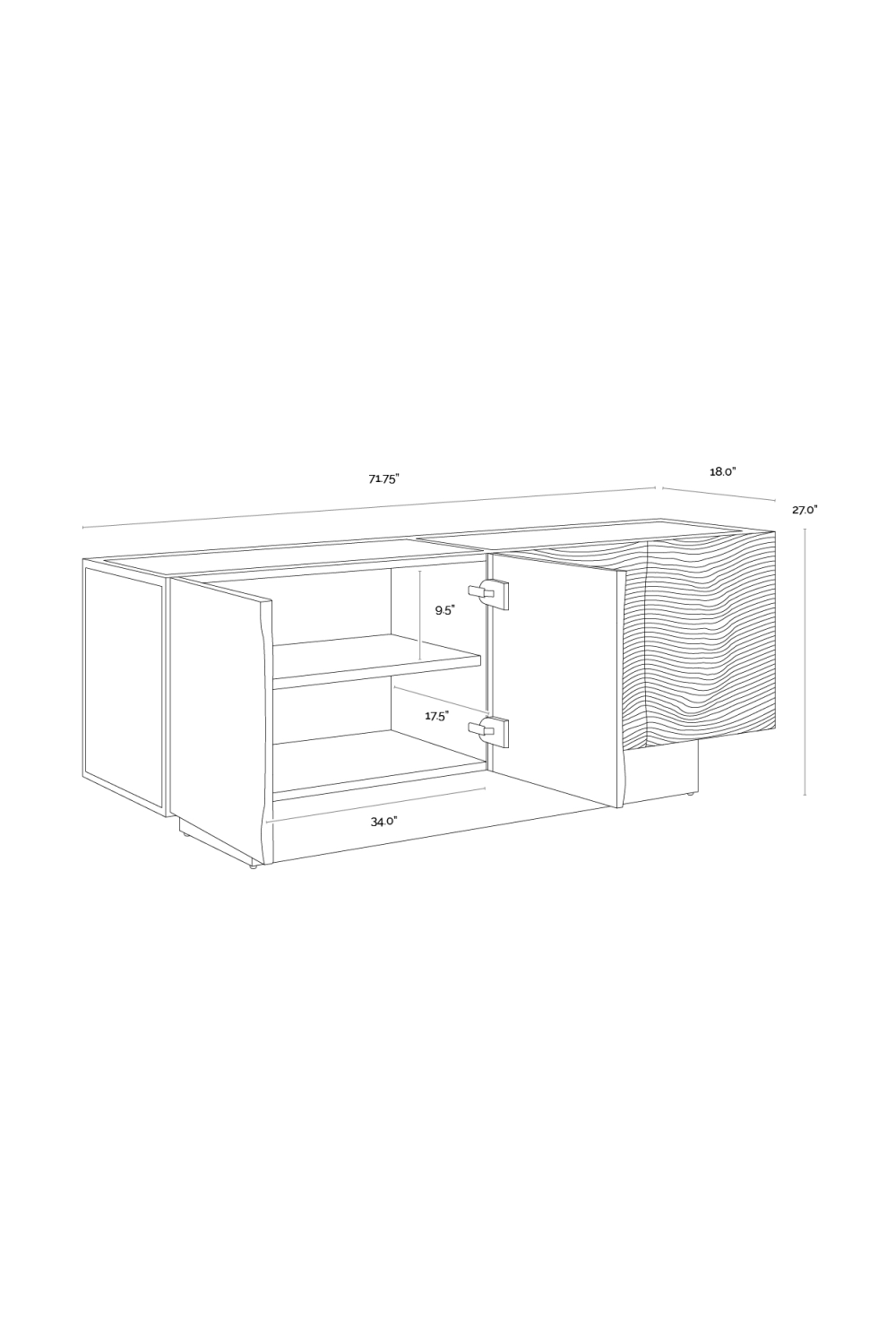 Modern European furniture - Antique Brass 4-Door Sideboard - www.oroa.com | Oroa.com