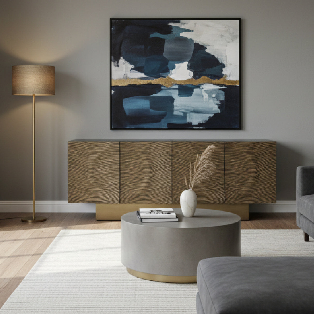 Modern European furniture - Antique Brass 4-Door Sideboard - www.oroa.com | Oroa.com
