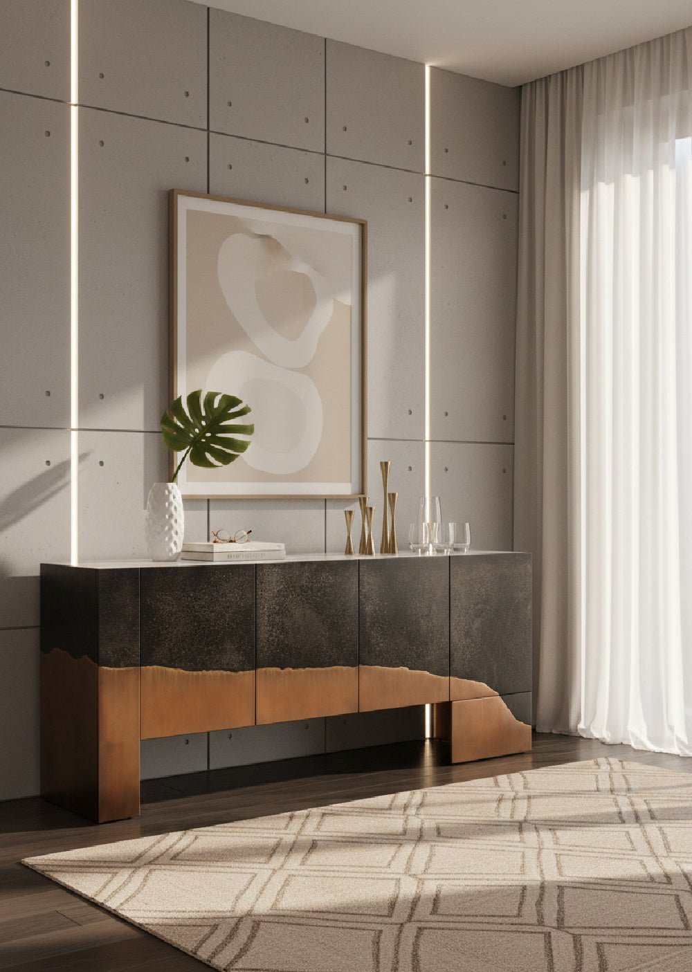 Modern European furniture - Copper Patina Accent Sideboard - www.oroa.com | Oroa.com