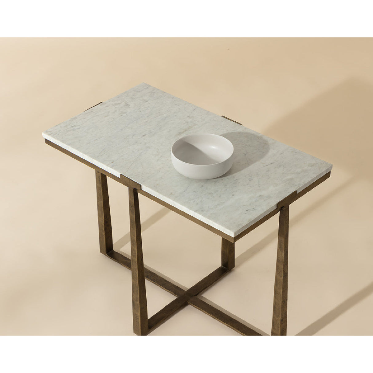 Modern European furniture - Rectangular White Marble Side Table - www.oroa.com | Oroa.com