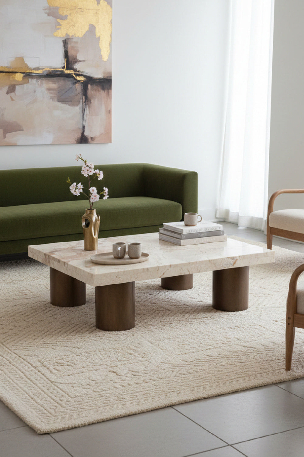 Modern European furniture - Cream Breccia Marble Coffee Table - www.oroa.com | Oroa.com