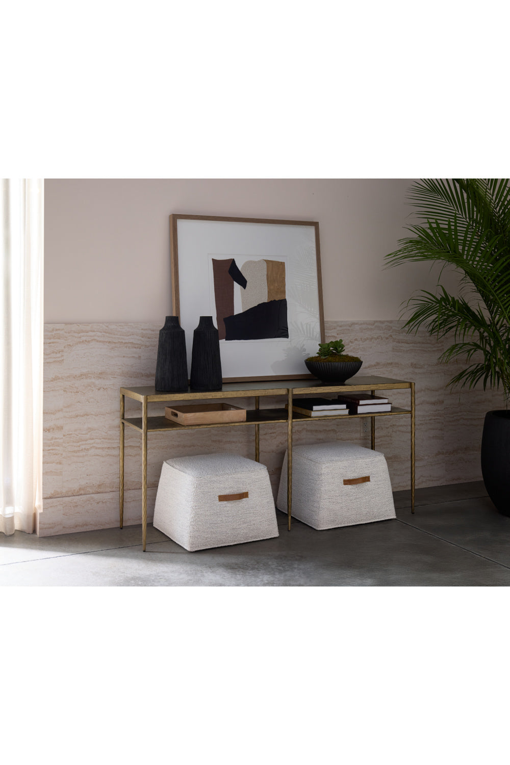 Modern European furniture - Antique Brass 2-Layer Console Table - www.oroa.com | Oroa.com
