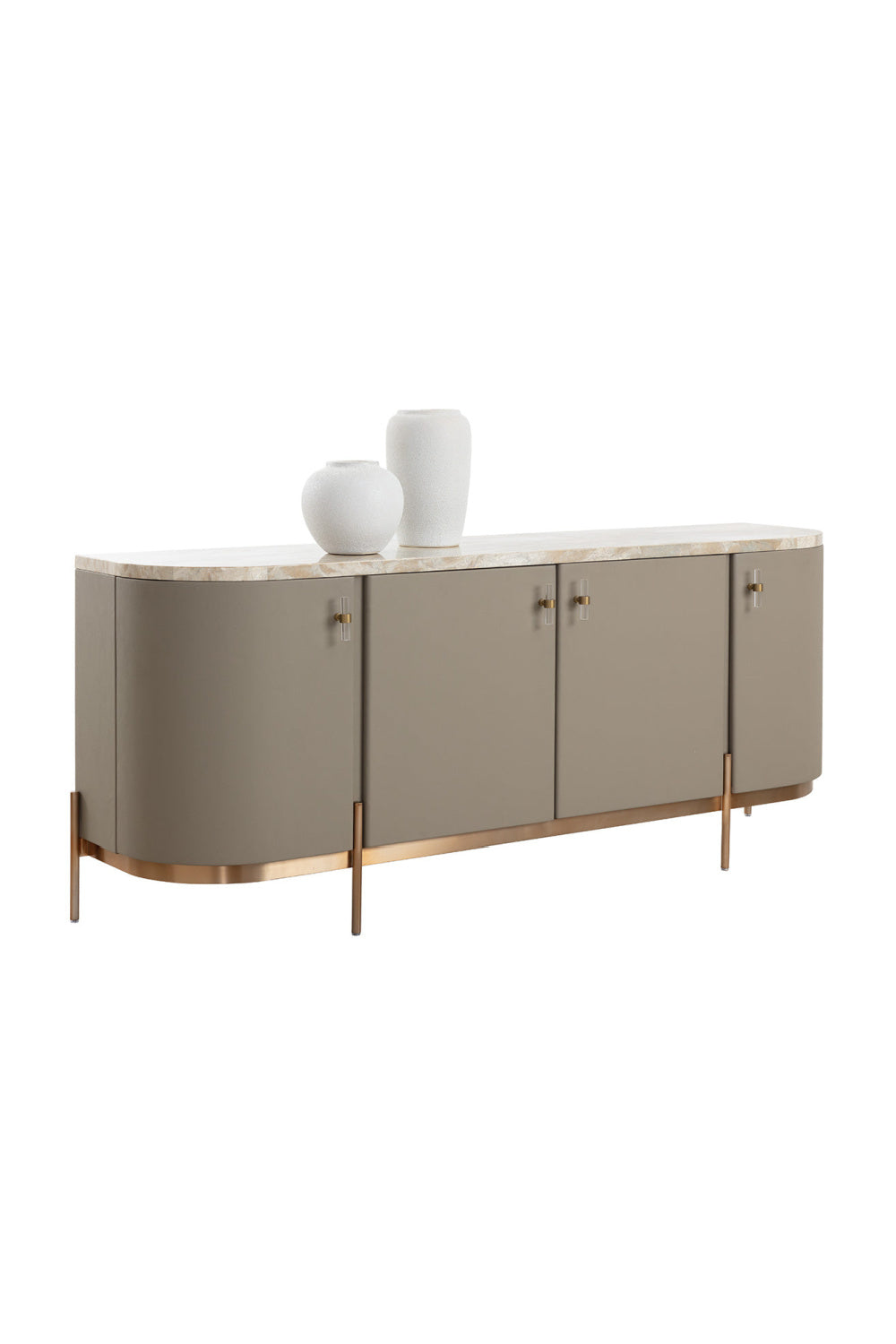 Modern European furniture - Taupe Leather 4-Door Sideboard - www.oroa.com | Oroa.com