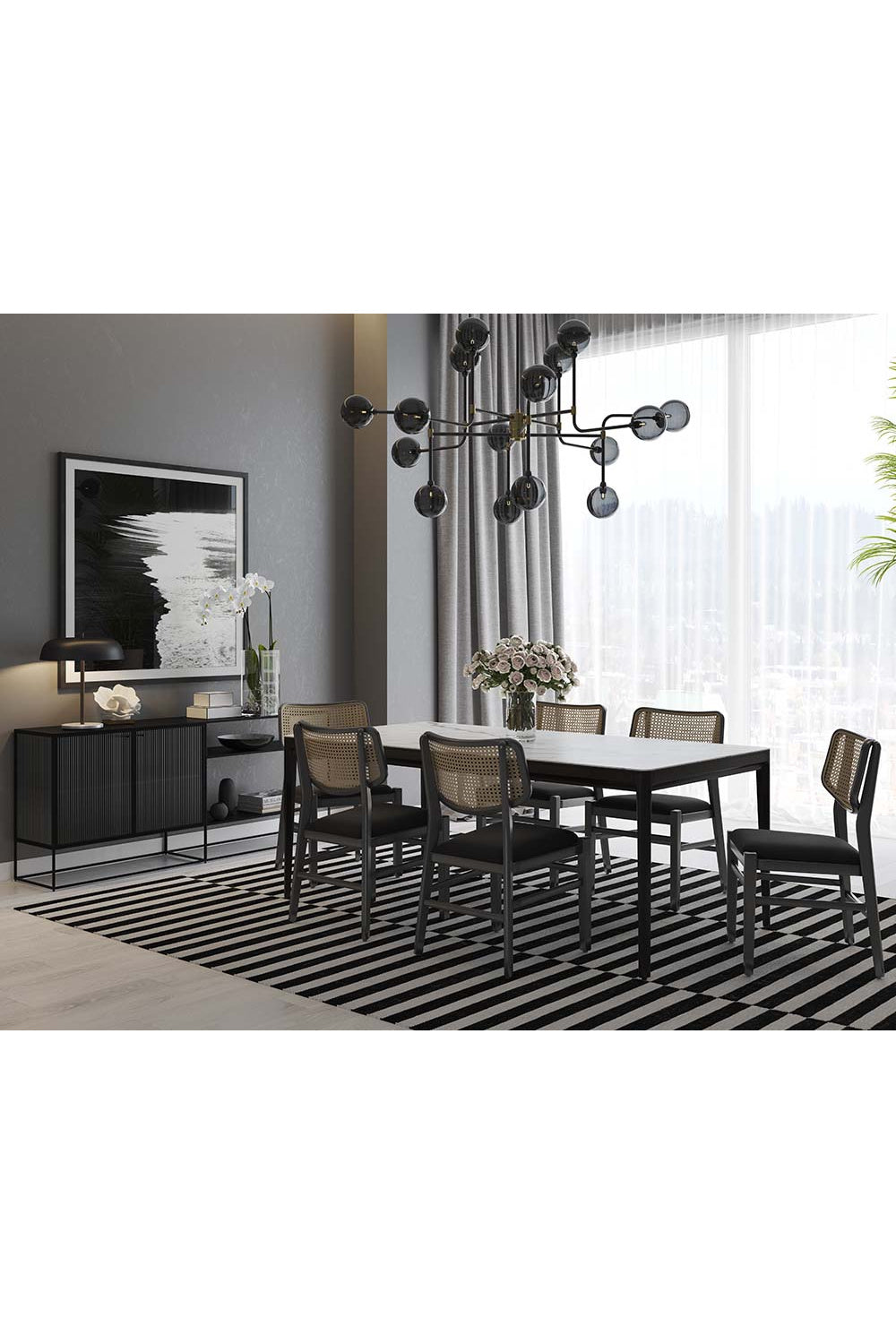 Modern European furniture - Black Cushioned Seat Dining Chairs (2) - www.oroa.com | Oroa.com