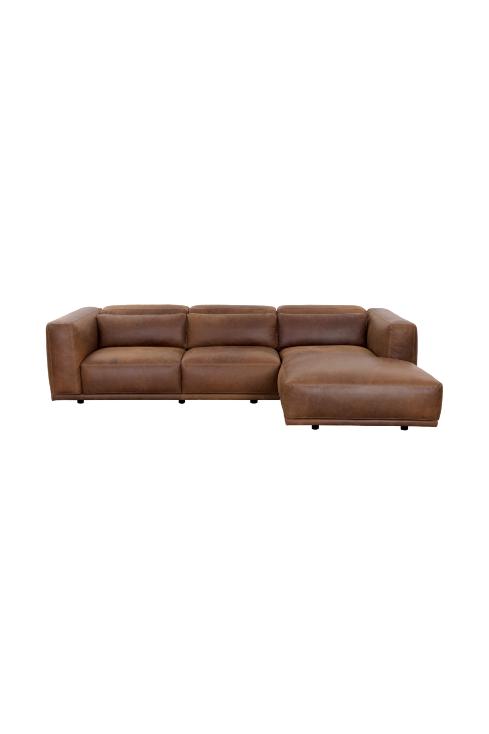 Modern European furniture - Brown Leather Chaise Sofa - www.oroa.com | Oroa.com