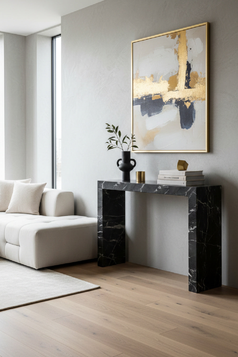 Modern European furniture - Black Marble-Look Indoor/Outdoor Console Table - www.oroa.com | Oroa.com