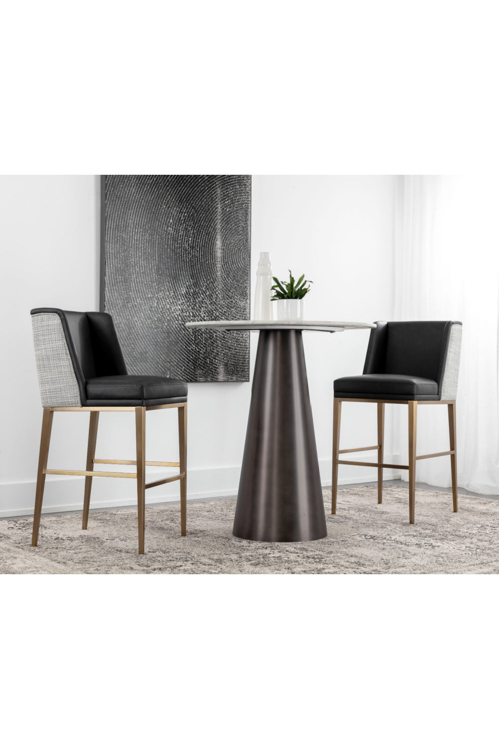 Modern European furniture - Black Bonded Leather Bar Stool - www.oroa.com | Oroa.com