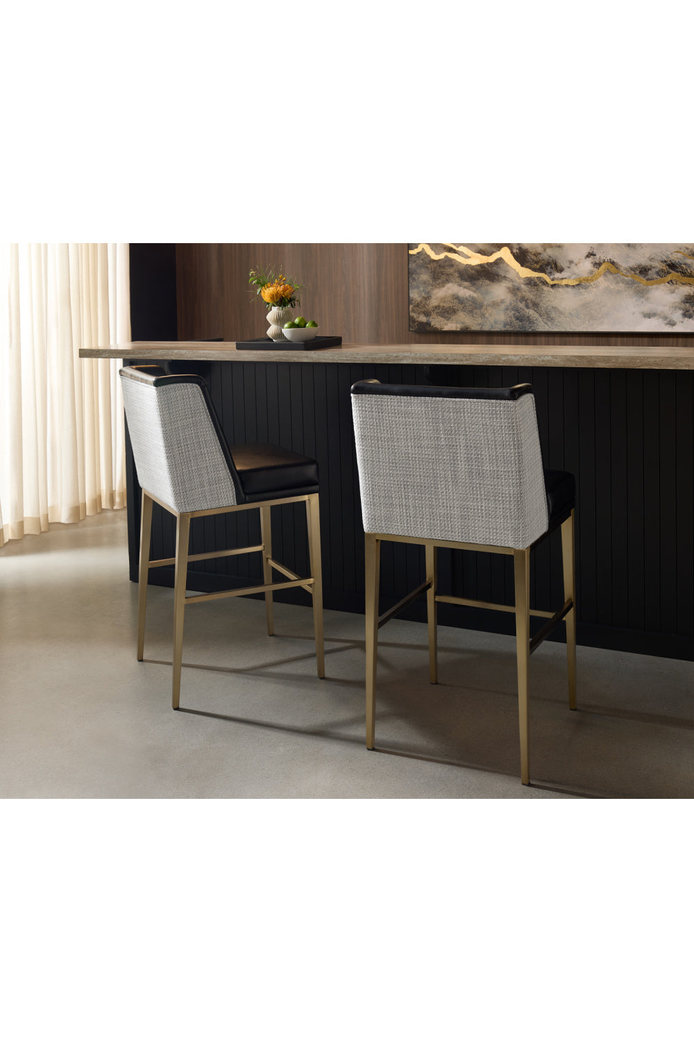 Modern European furniture - Black Bonded Leather Bar Stool - www.oroa.com | Oroa.com