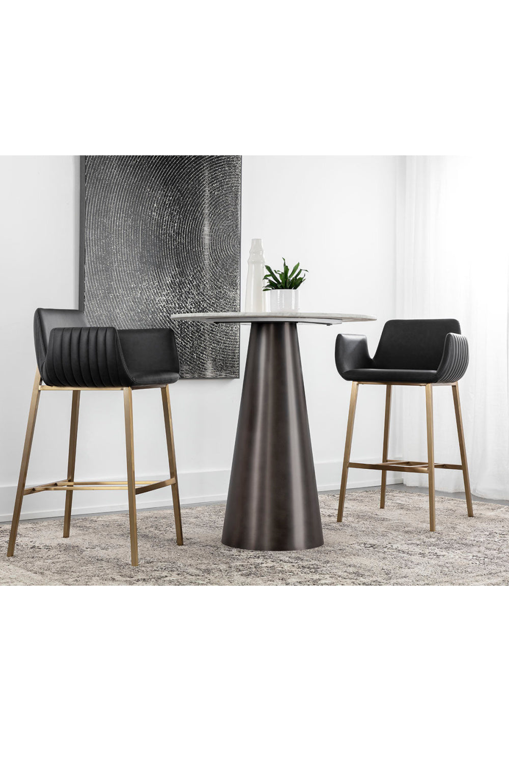 Modern European furniture - Leather-Look Channeled Arm Bar Stool - www.oroa.com | Oroa.com