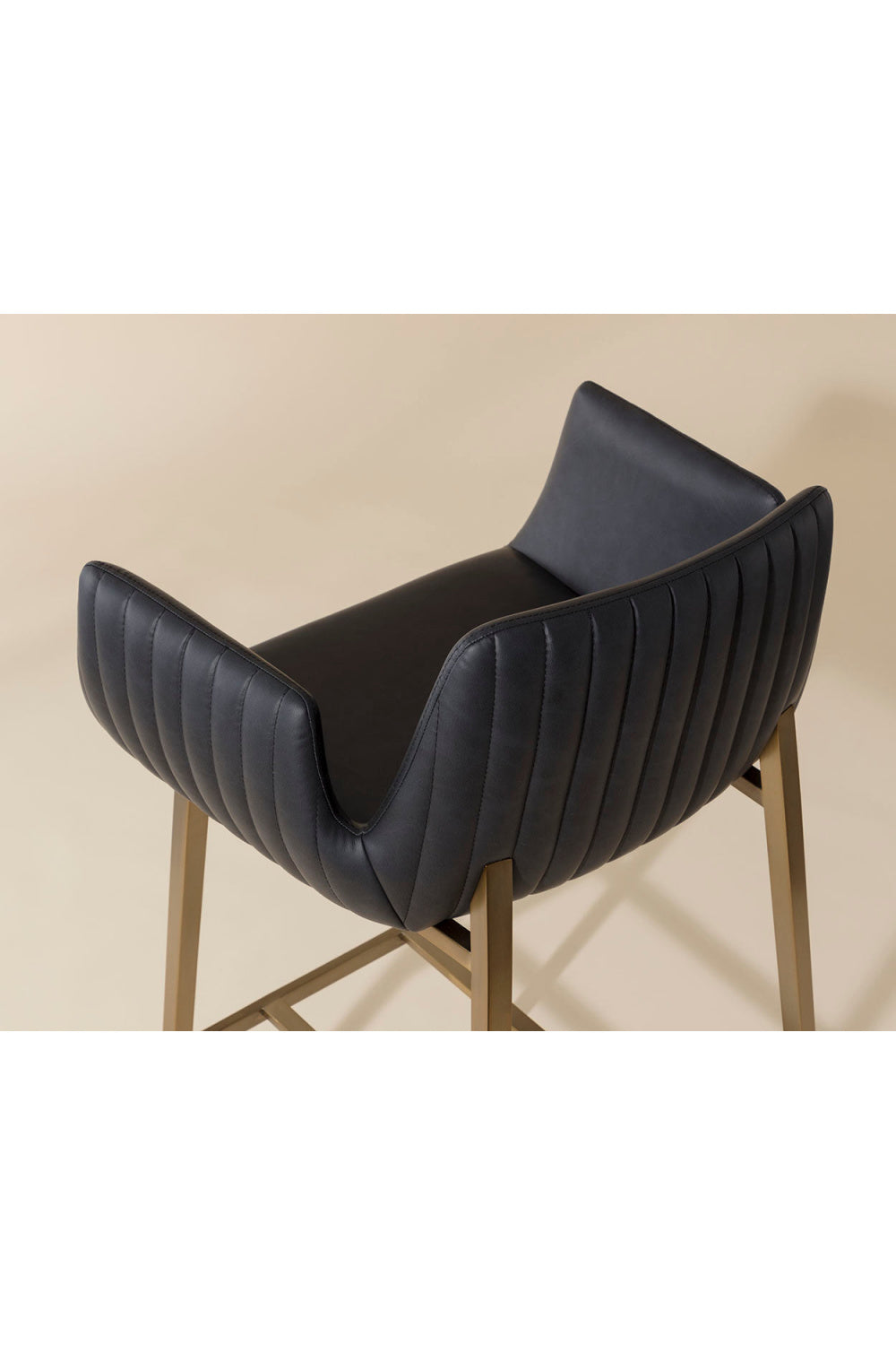 Modern European furniture - Leather-Look Channeled Arm Bar Stool - www.oroa.com | Oroa.com