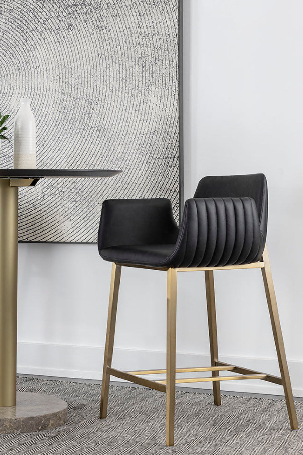 Modern European furniture - Leather-Look Channeled Arm Counter Stool - www.oroa.com | Oroa.com