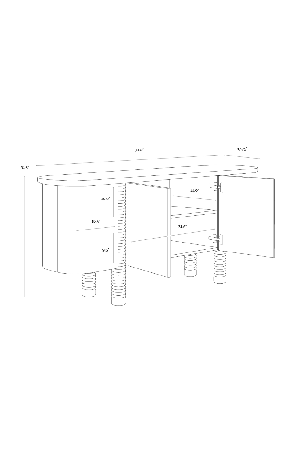 Modern European furniture - Black Oak 4-Door Sideboard - www.oroa.com | Oroa.com