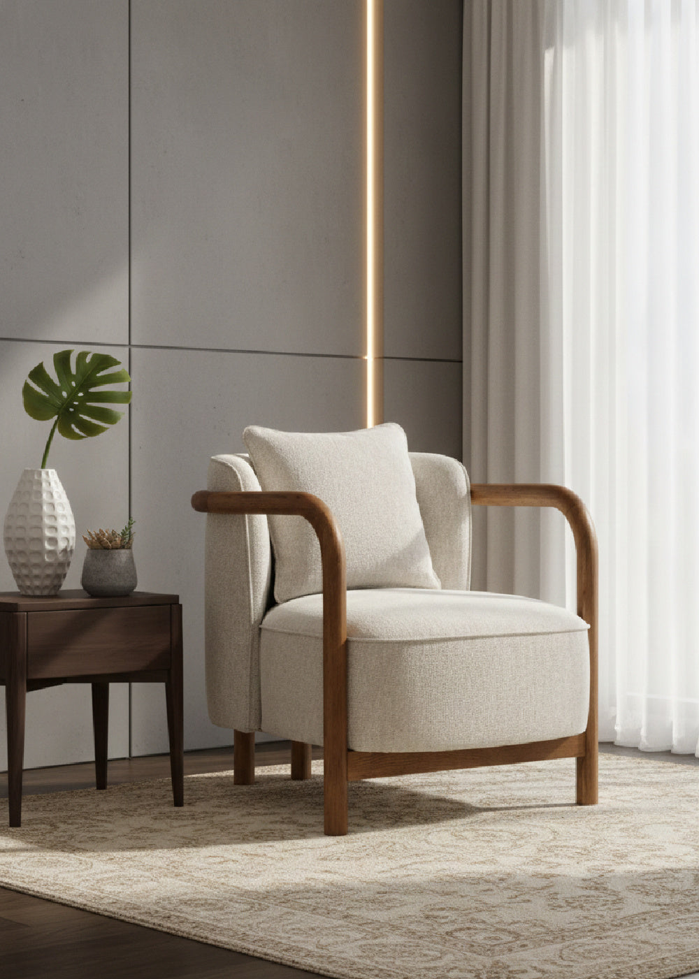 Modern European furniture - Curved Wood Frame Lounge Chair - www.oroa.com | Oroa.com