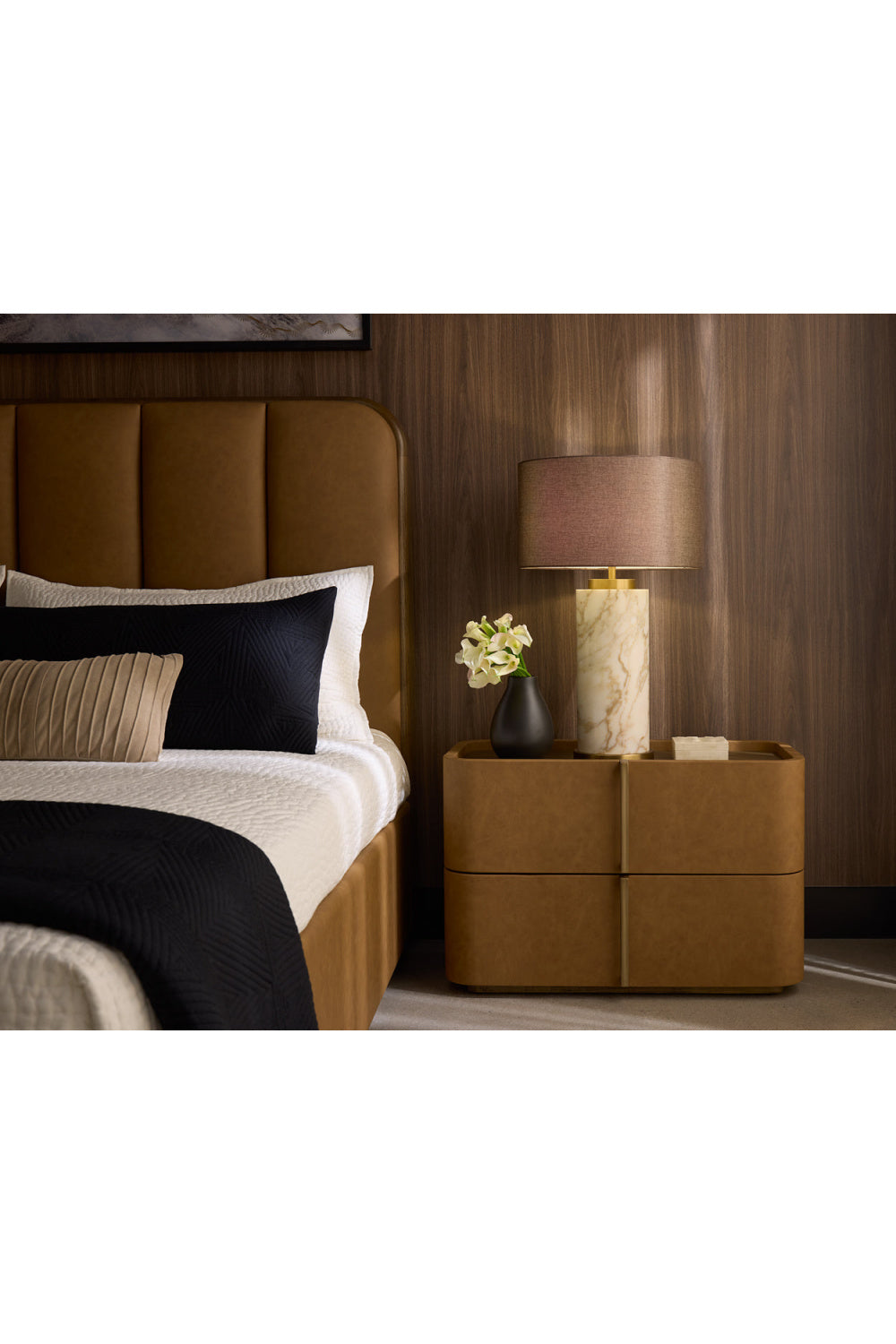 Modern European furniture - Leather-Look 2-Drawer Nightstand - www.oroa.com | Oroa.com