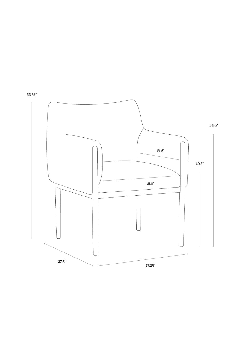 Bronze Legged Dining Armchair Modern European furniture - www.oroa.com | Oroa.com