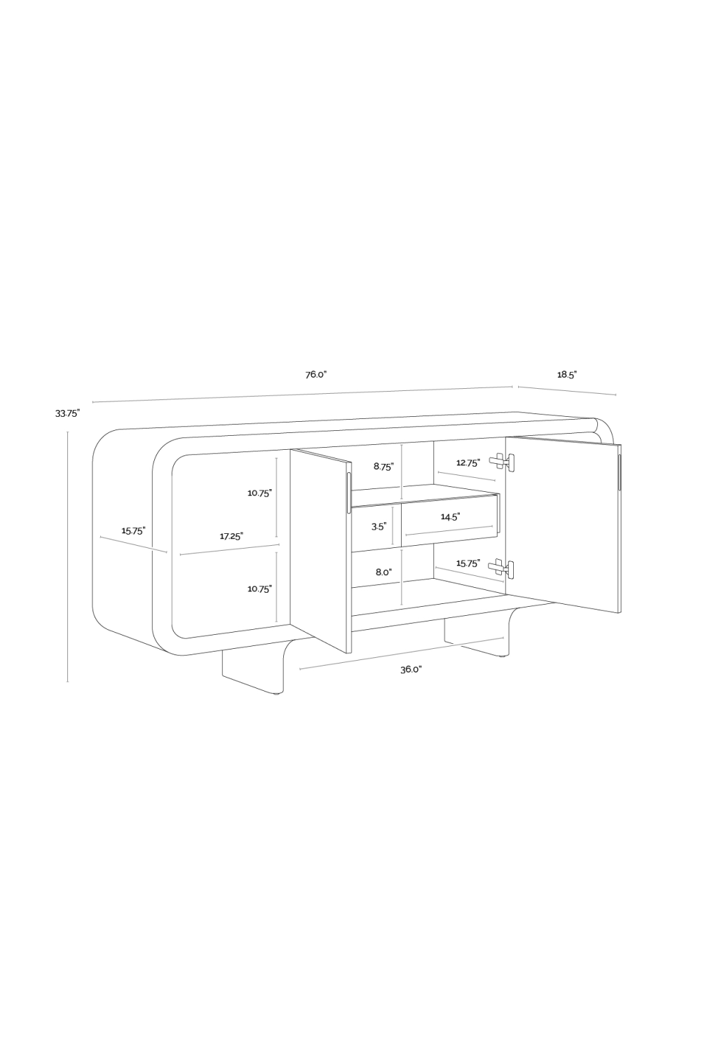 Modern European furniture - Brown Oak 4-Door Sideboard - www.oroa.com | Oroa.com