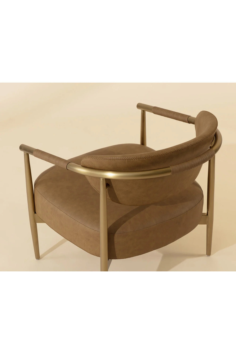 Modern European furniture - Gold-Framed Leather Lounge Chair - www.oroa.com | Oroa.com