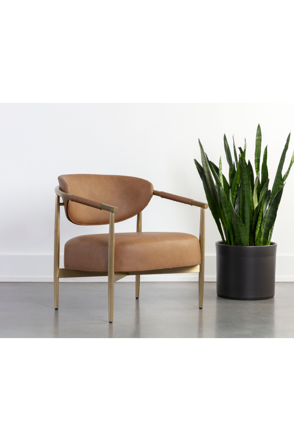 Modern European furniture - Gold-Framed Leather Lounge Chair - www.oroa.com | Oroa.com