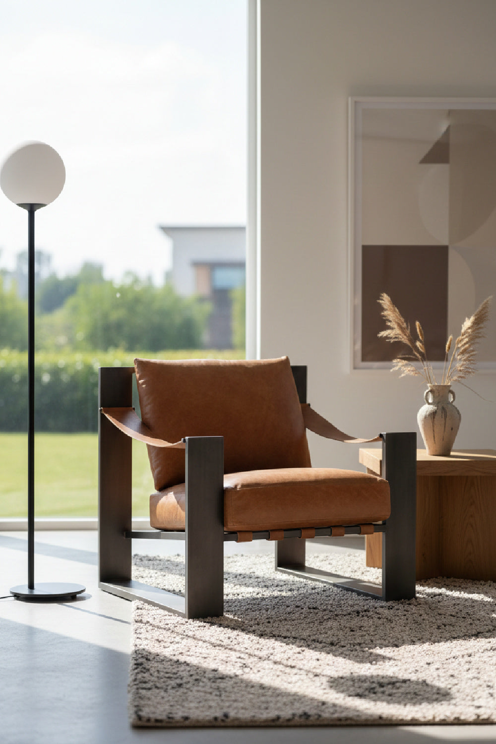Modern European furniture - Leather Strapped Lounge Chair - www.oroa.com | Oroa.com