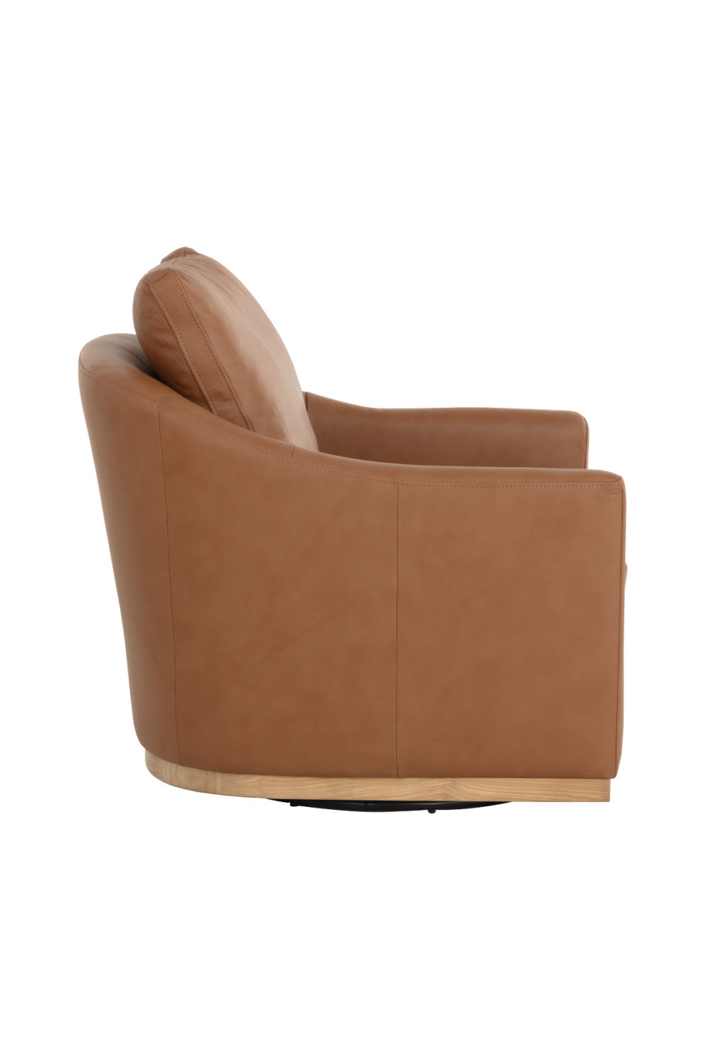 Modern European furniture - Brown Leather Swivel Lounge Chair - Ash Wood Base - www.oroa.com | Oroa.com