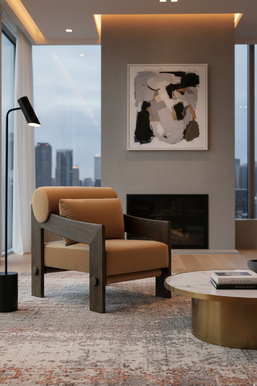 Modern European furniture - Brown Fabric Lounge Chair - www.oroa.com | Oroa.com