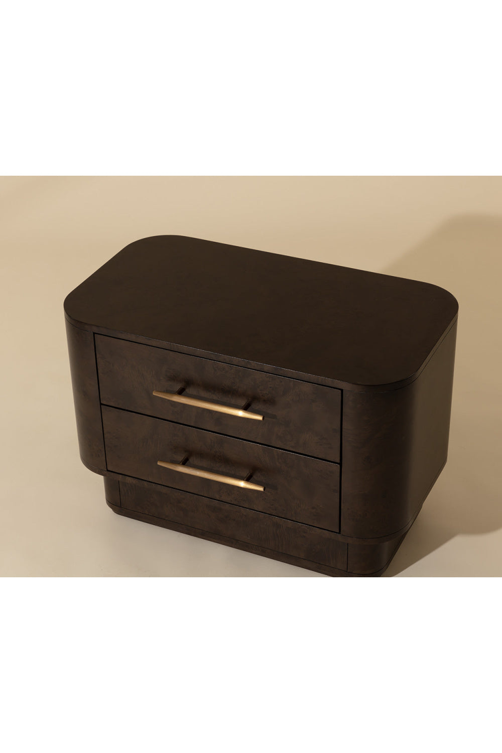 Modern European furniture - Brown Burl Veneer 2-Drawer Nightstand - www.oroa.com | Oroa.com