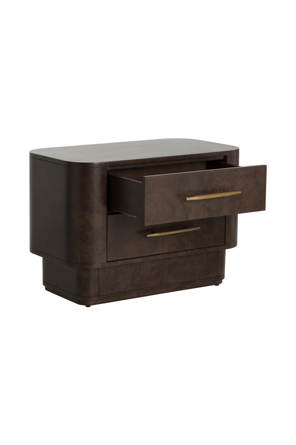 Modern European furniture - Brown Burl Veneer 2-Drawer Nightstand - www.oroa.com | Oroa.com