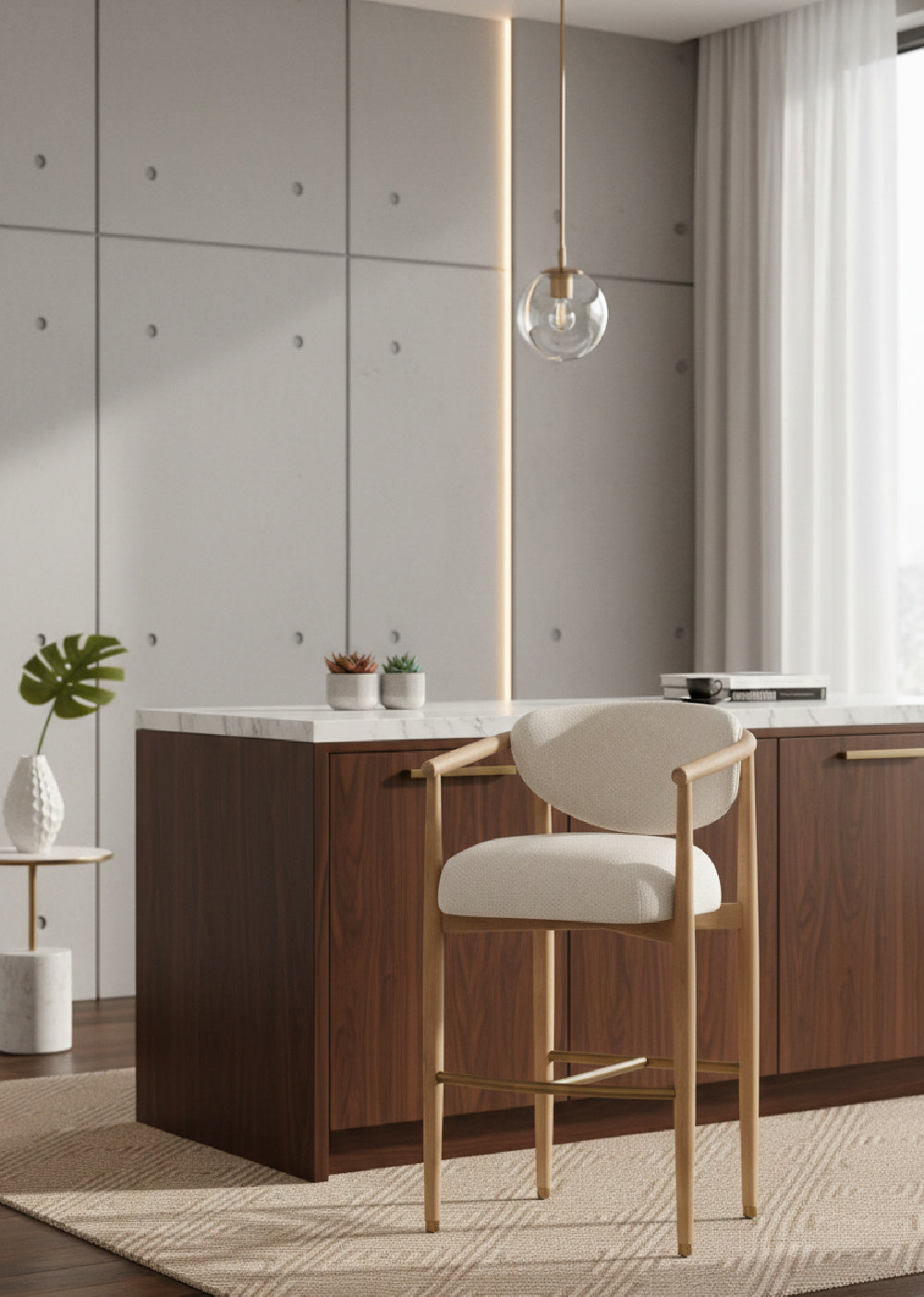 Modern European furniture - Solid Oak Framed Bar Stool - www.oroa.com | Oroa.com