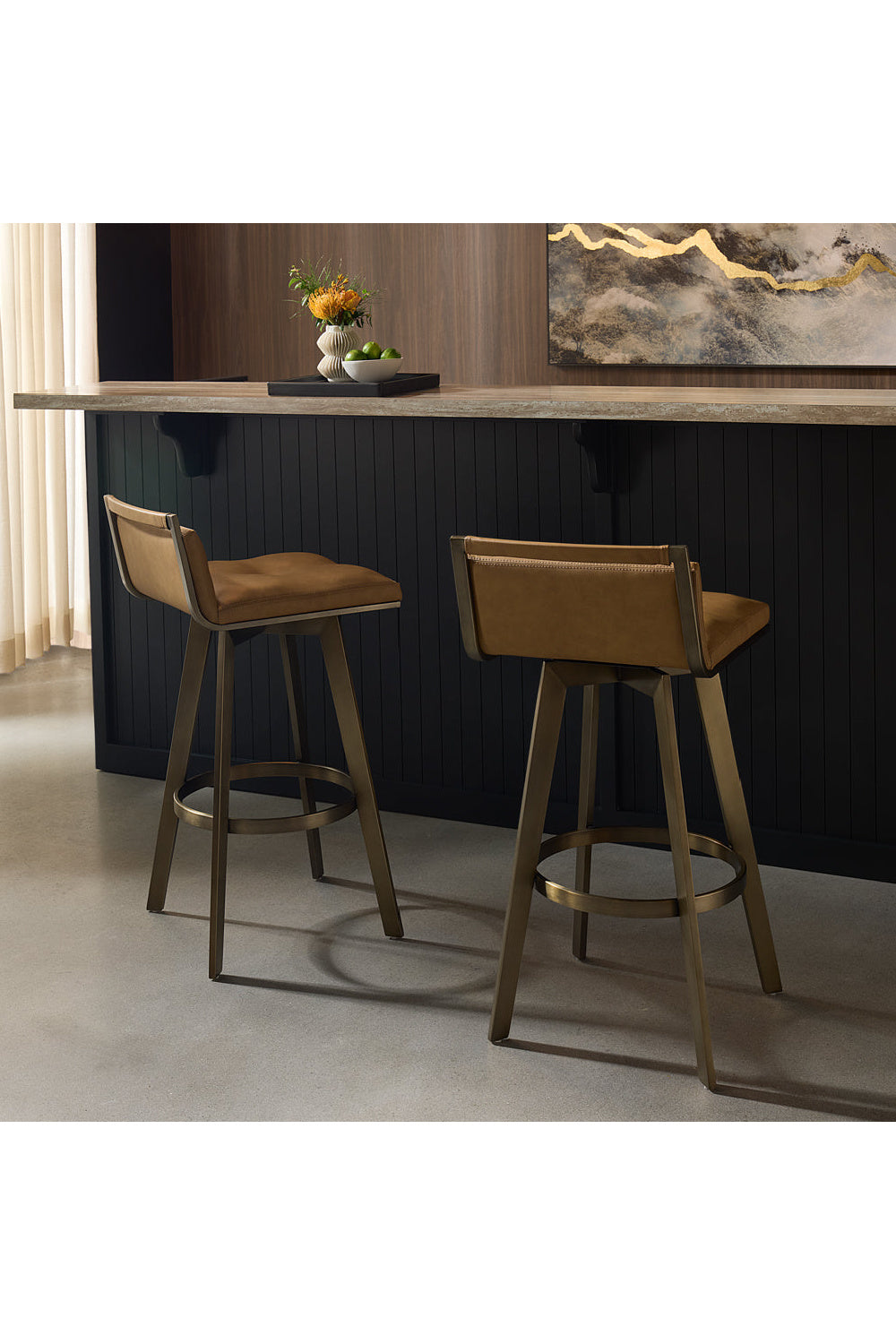 Modern European furniture - Leather-Look Swivel Bar Stool - www.oroa.com | Oroa.com