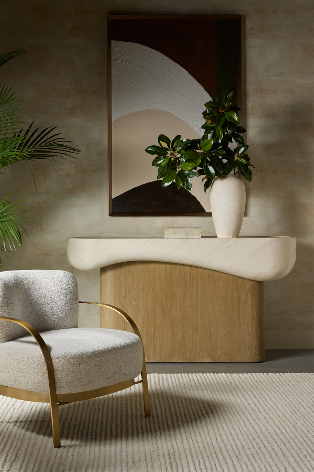 Modern European furniture - Travertine Look Indoor/Outdoor Console Table - www.oroa.com | Oroa.com