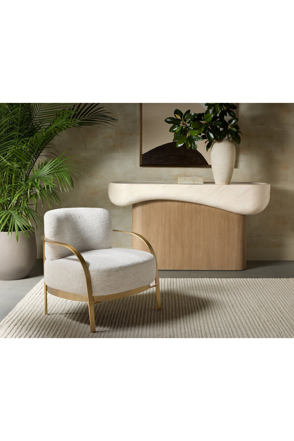 Modern European furniture - Travertine Look Indoor/Outdoor Console Table - www.oroa.com | Oroa.com