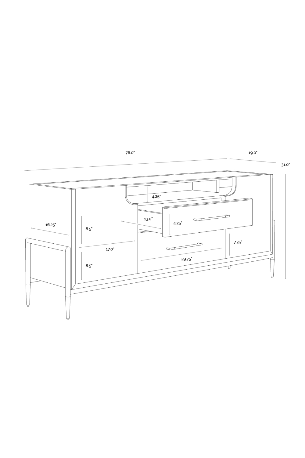 Modern European furniture - Black Wooden 2-Drawer Sideboard - www.oroa.com | Oroa.com