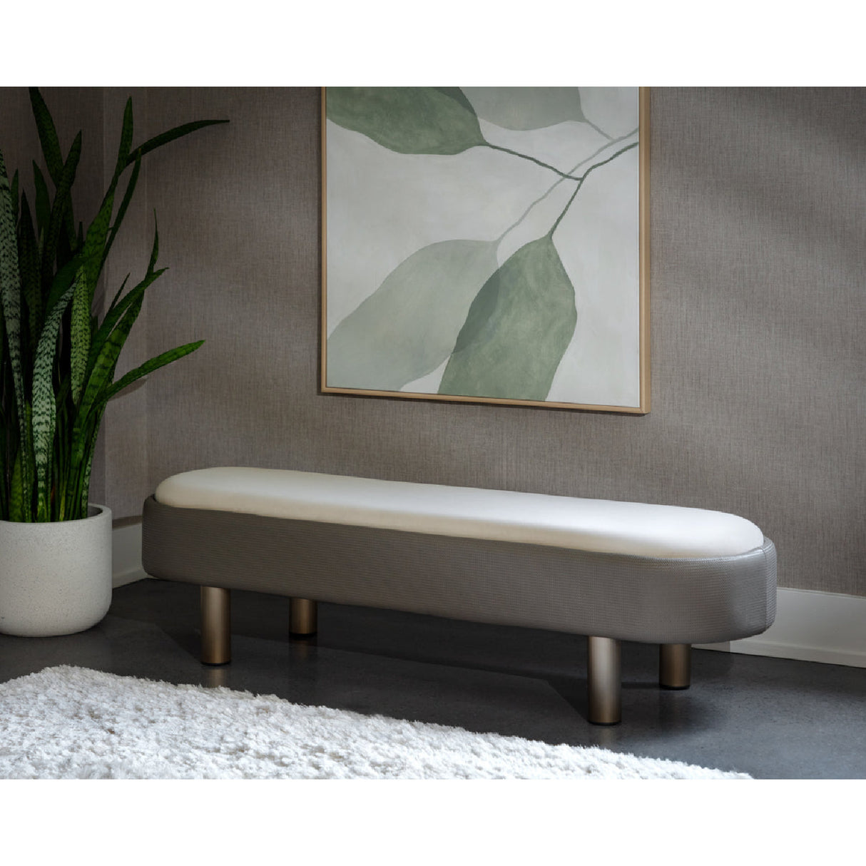 Modern European furniture - Taupe Modern Bench - www.oroa.com | Oroa.com