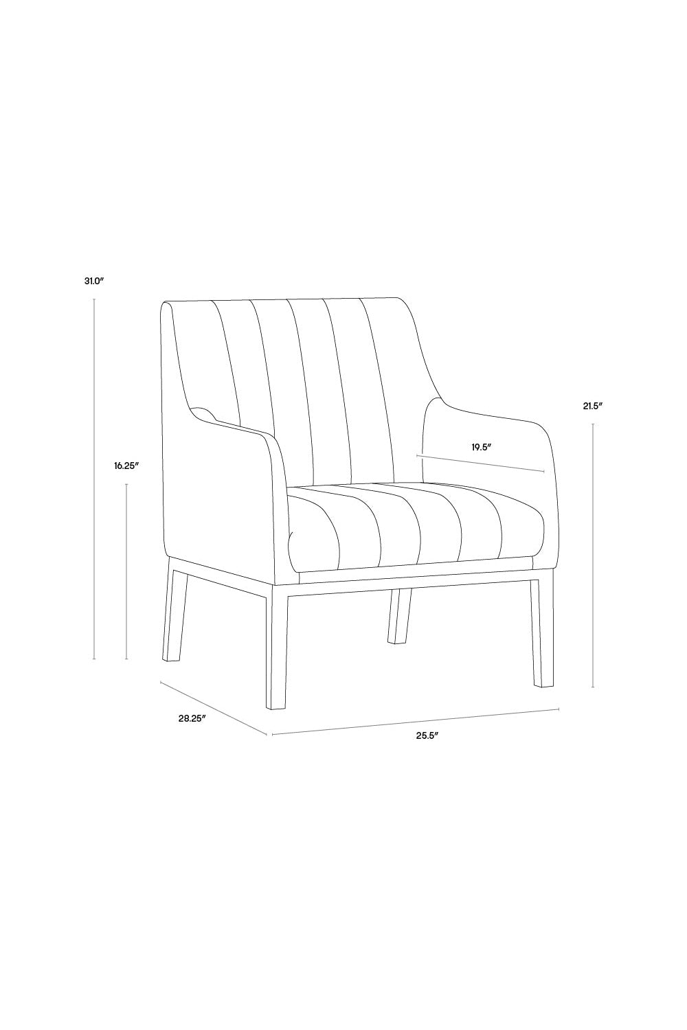 Modern European furniture - Black Leather Channeled Lounge Chair - www.oroa.com | Oroa.com