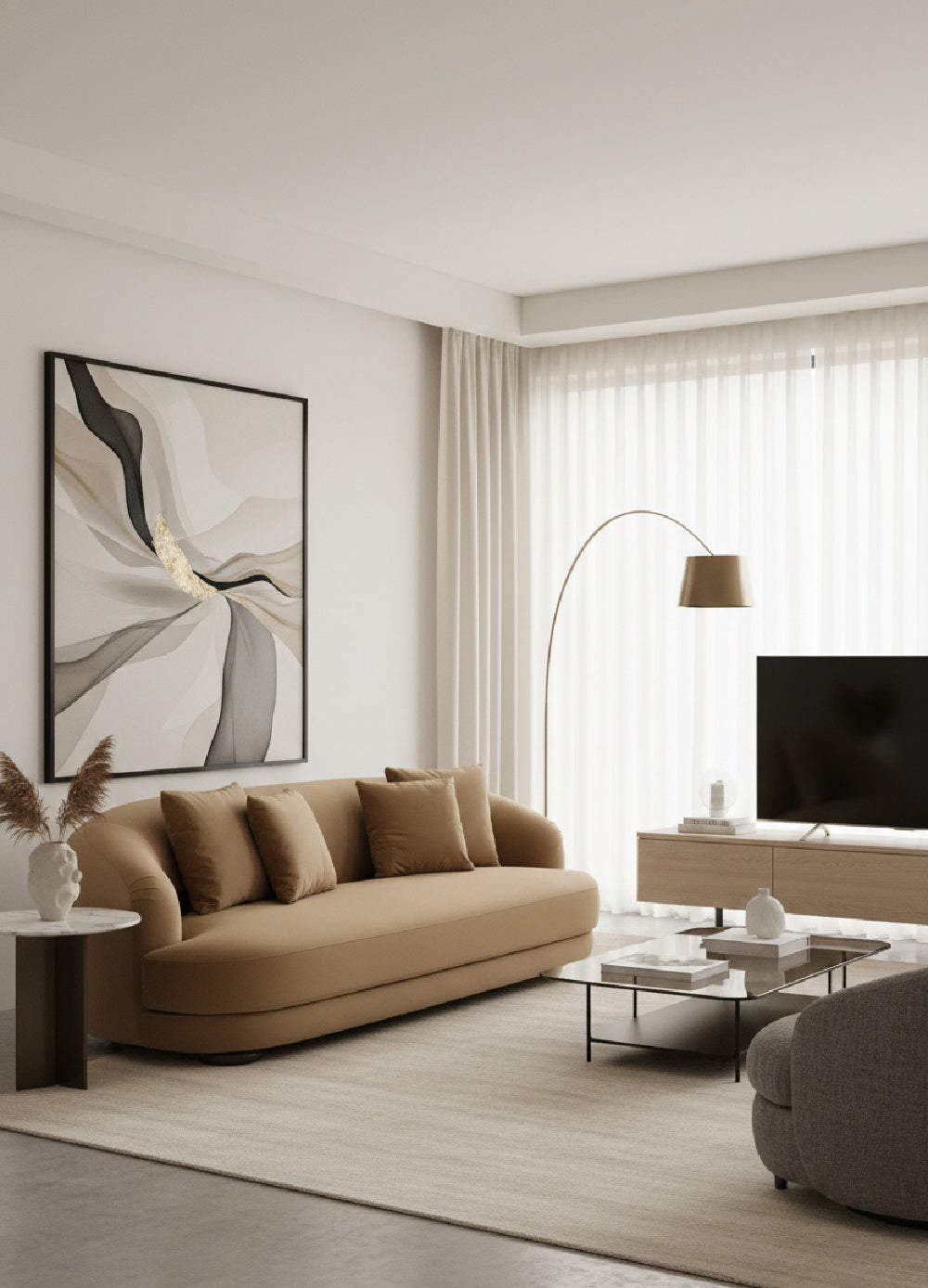 Modern European furniture - Minimalist Rounded-Back Sofa - www.oroa.com | Oroa.com