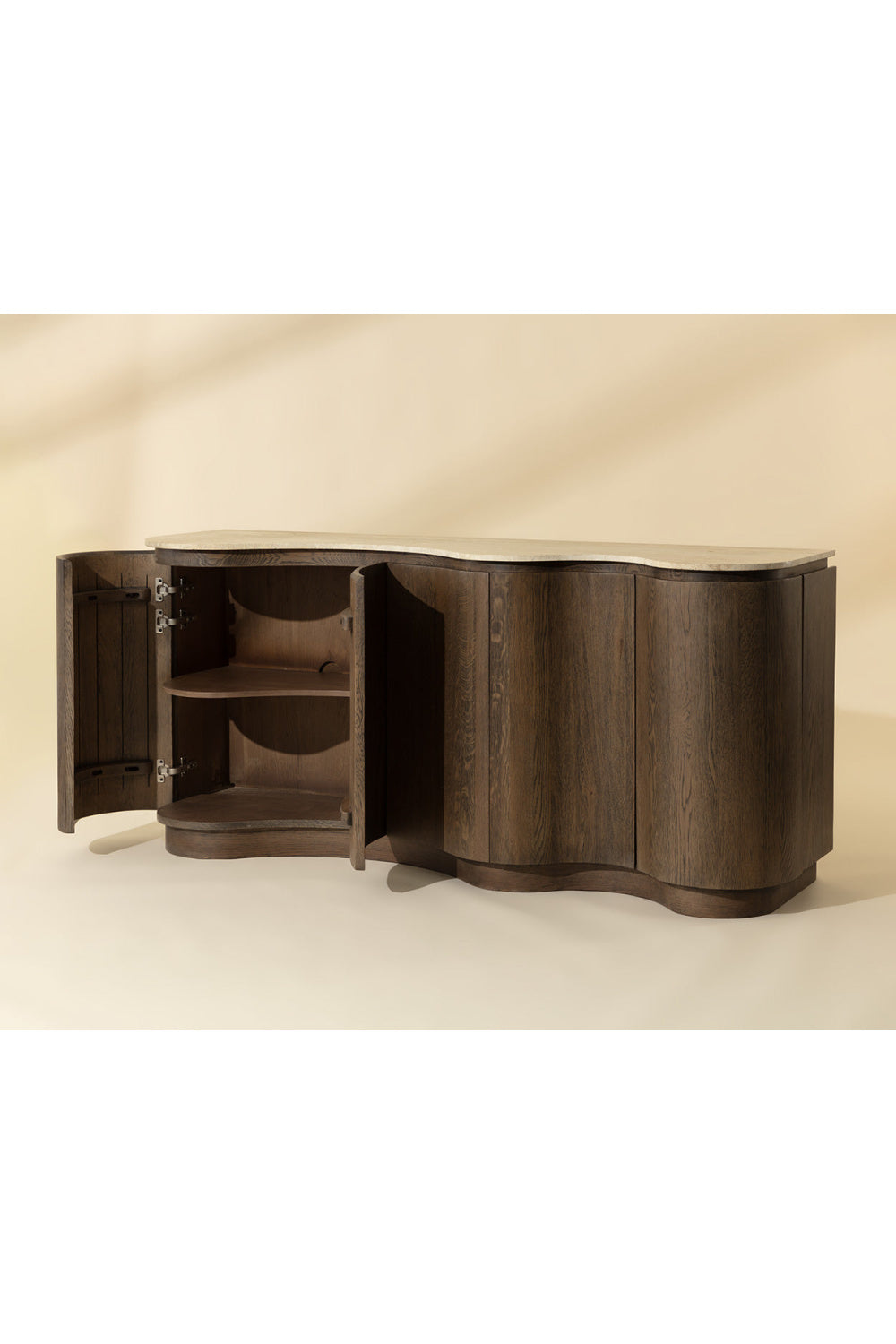 Modern European furniture - Solid Oak Sideboard with Travertine Top - www.oroa.com | Oroa.com
