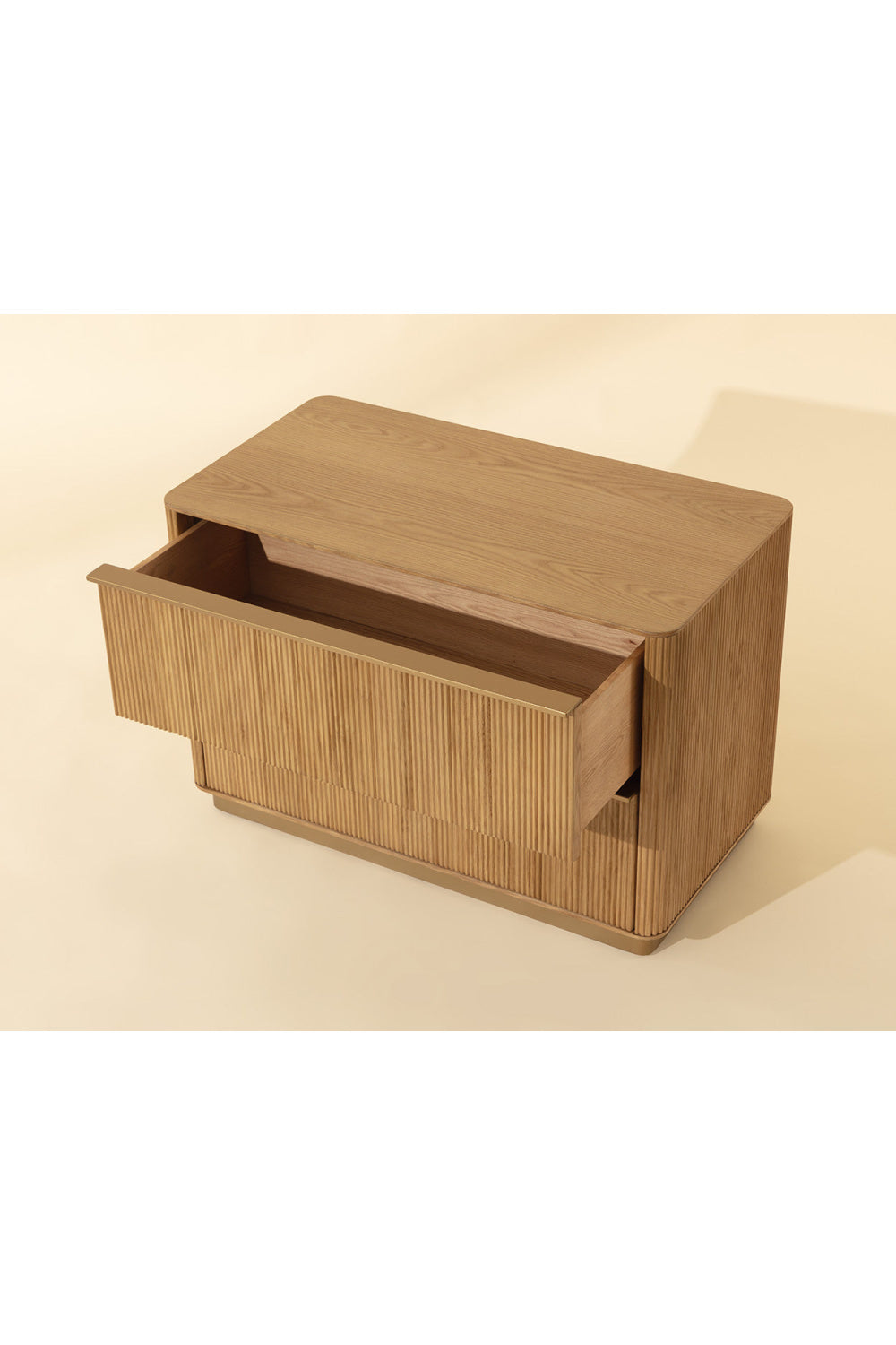 Modern European furniture - Rectangular Rustic Oak & Gold Nightstand - www.oroa.com | Oroa.com