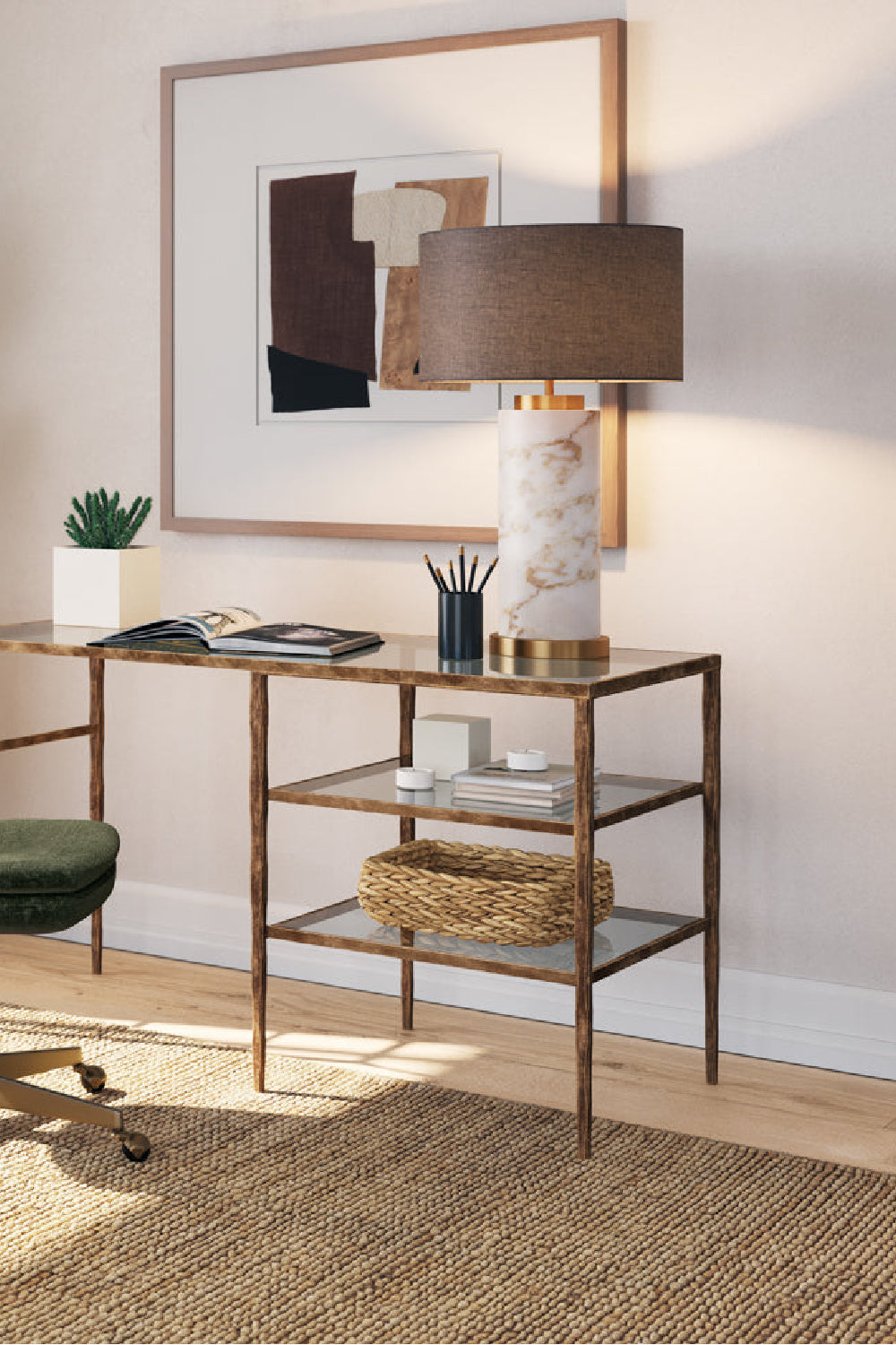 Modern European furniture - Gray Linen Marble Table Lamp - www.oroa.com | Oroa.com