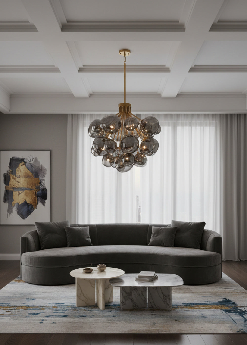 Modern European furniture - Gray Glass Orbs Chandelier - www.oroa.com | Oroa.com