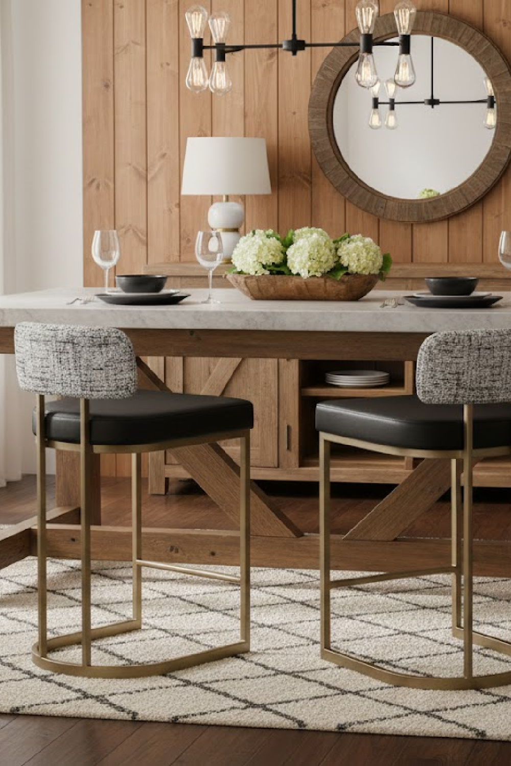 Modern European furniture - Brass Frame Upholstered Counter Stool - www.oroa.com | Oroa.com