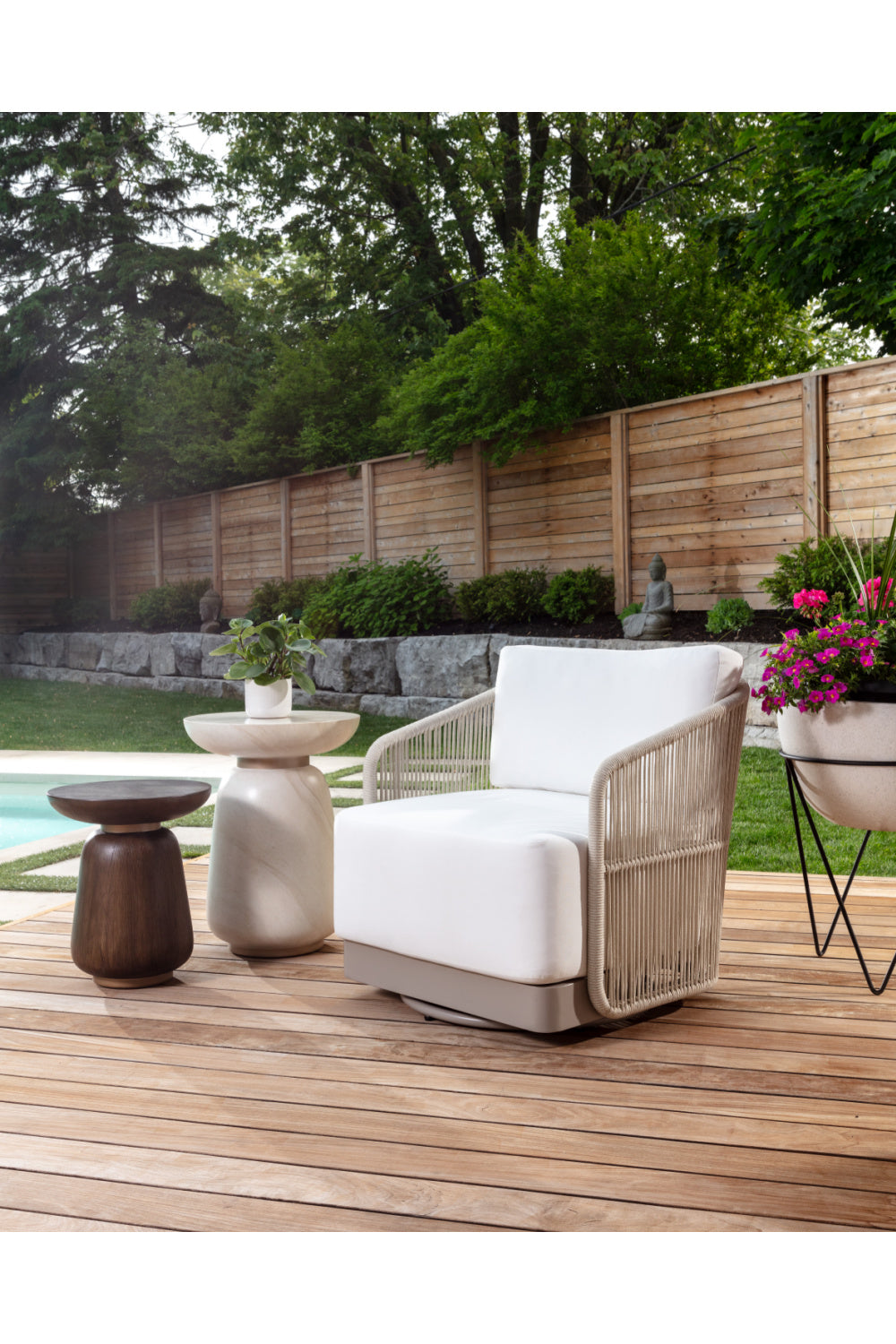 Modern European furniture - Timber Effect Indoor/Outdoor End Table - www.oroa.com | Oroa.com