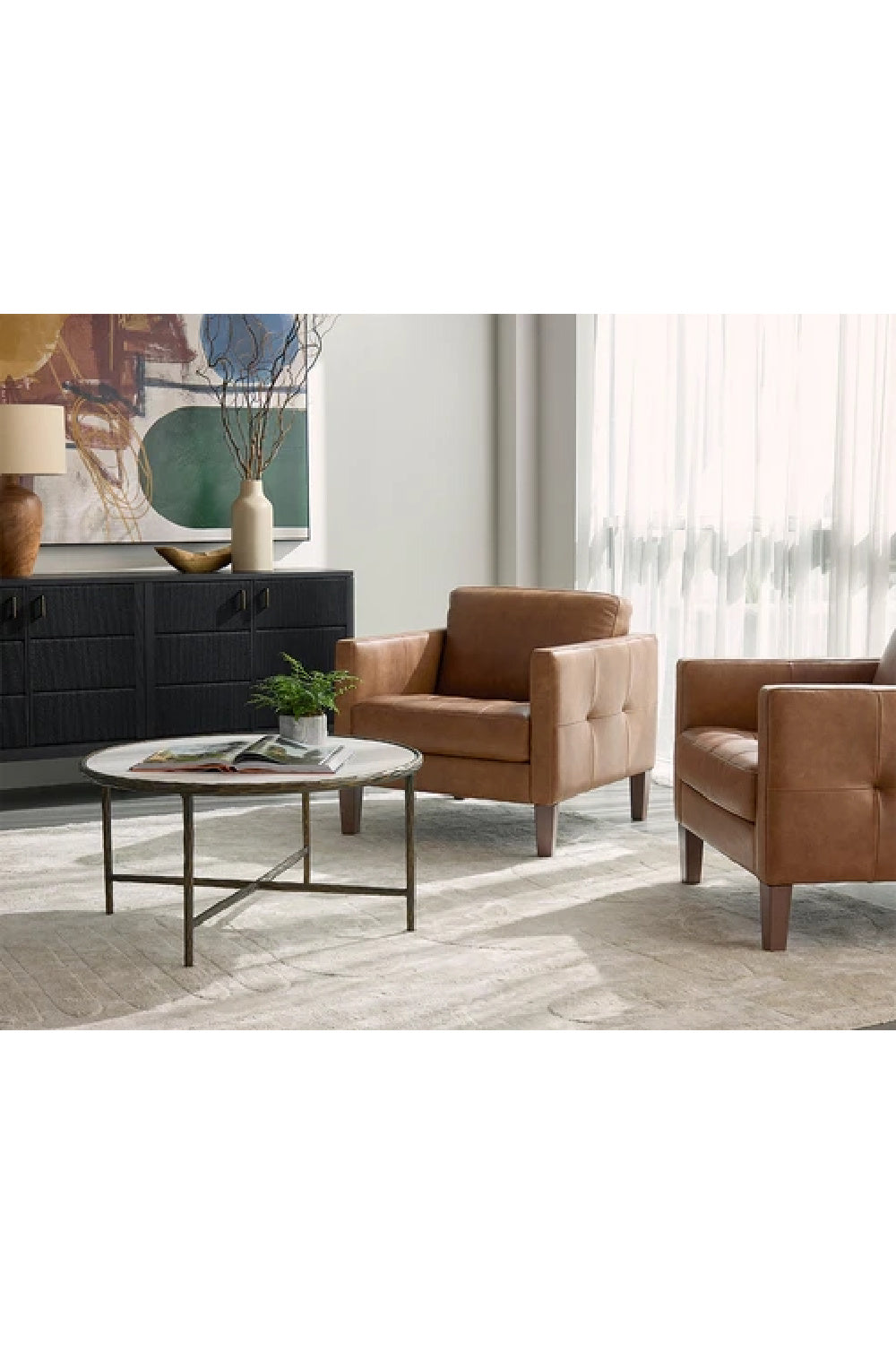 Modern European furniture - Brass Framed Marble Coffee Table - www.oroa.com | Oroa.com