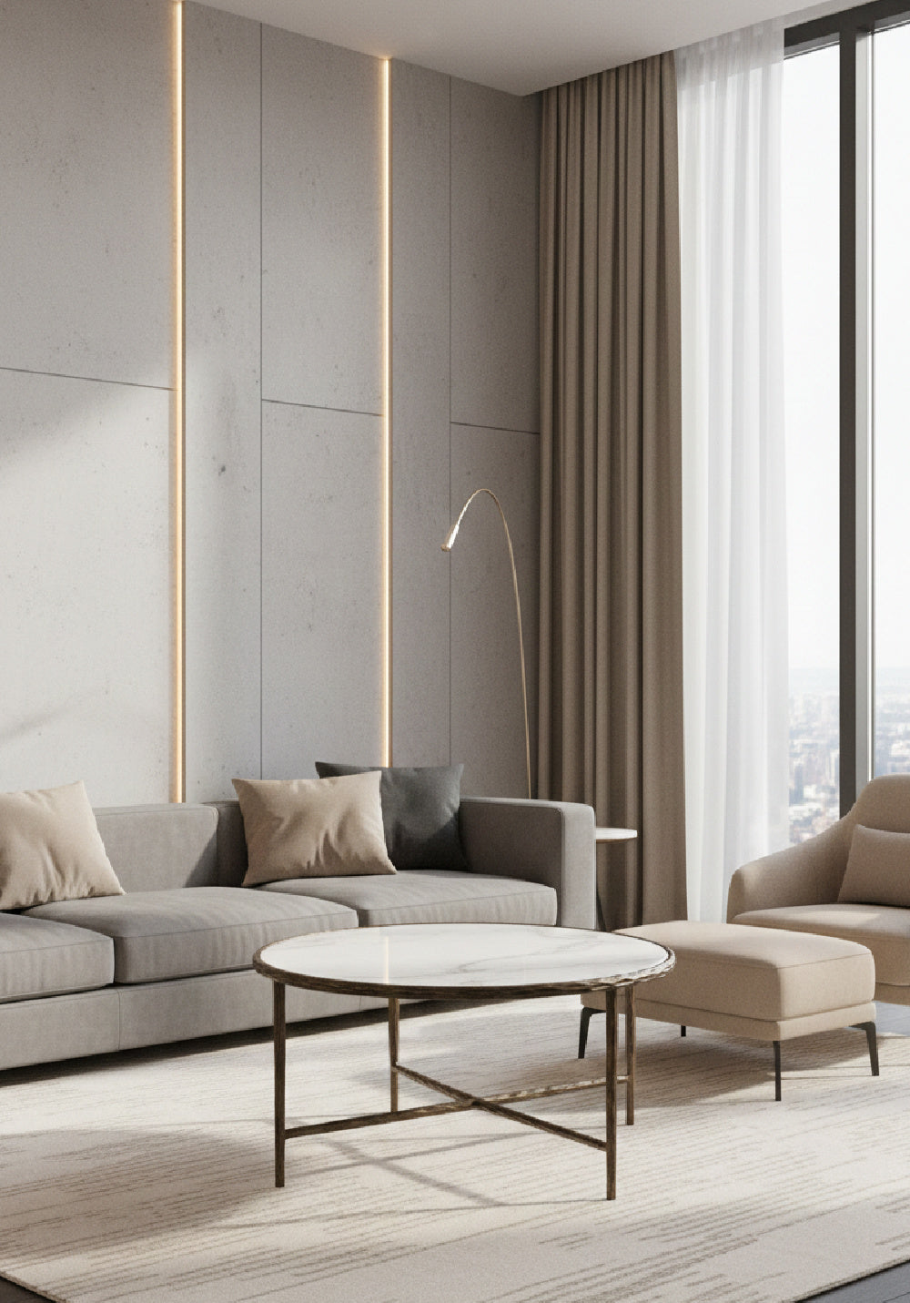 Modern European furniture - Brass Framed Marble Coffee Table - www.oroa.com | Oroa.com